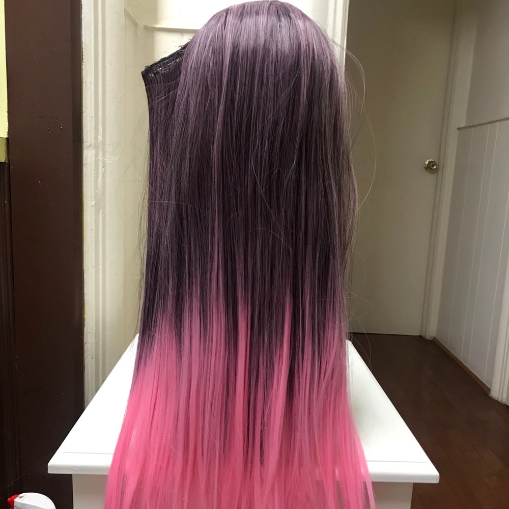 26” human hair blend pink ombré U part extension - Picture 1 of 8